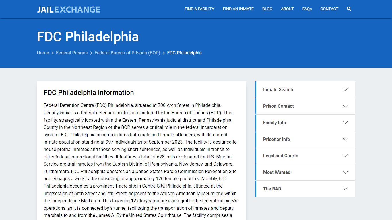 Federal Inmate Search - FDC Philadelphia - Jail Exchange
